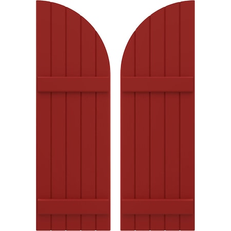 Americraft 5-Board (2 Batten) Wood Joined Board-n-Batten Shutters W/ Arch Top, ARW101BQ518X82BRH